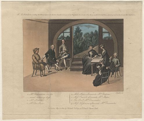 Richardson cared deeply about audience perceptions of his work, and he had a trusted circle of readers who gave their opinions on new pieces. Engraving by Miss Highmore (a member of Richardson's circle).